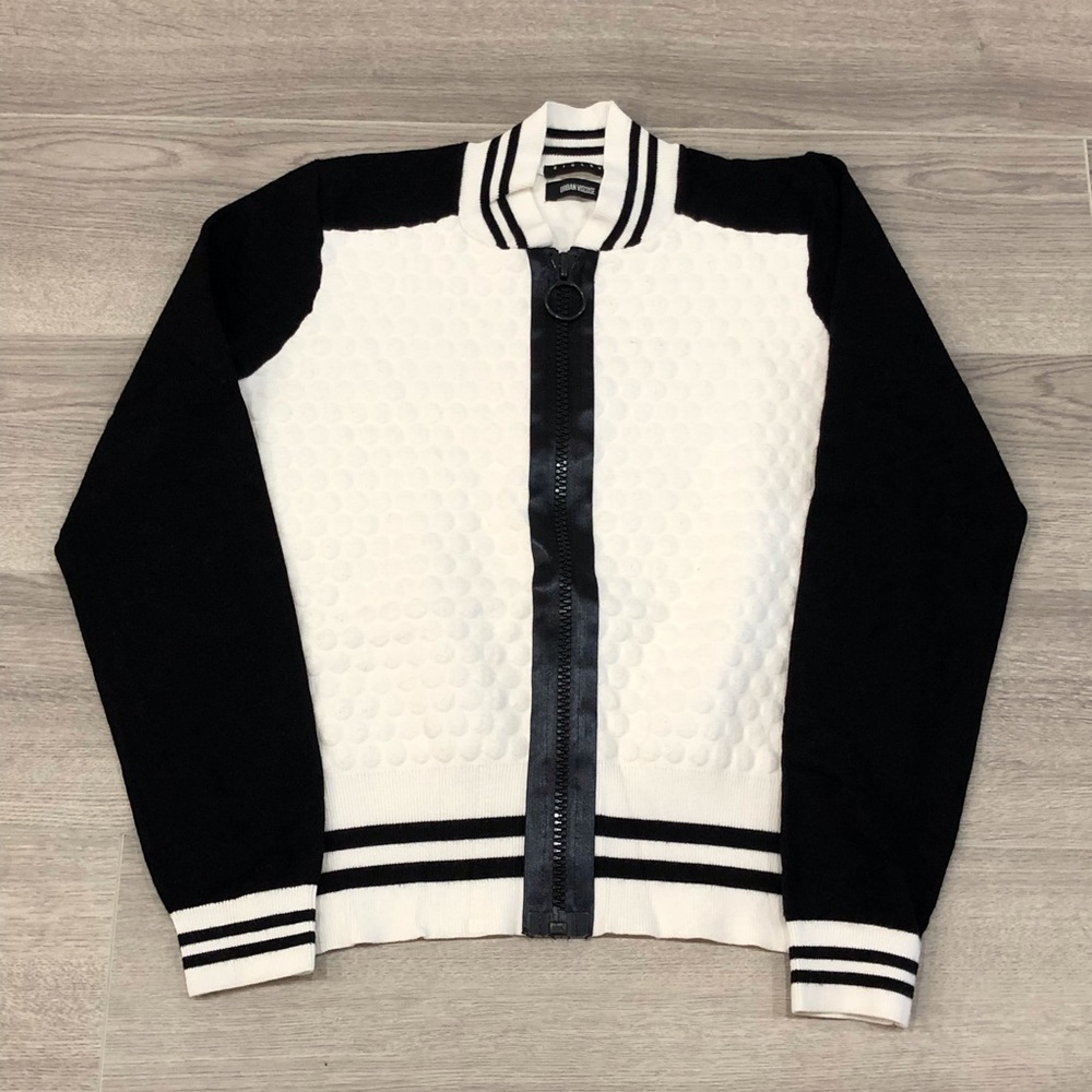 Zip Up Bomber Style Cardigan Jacket With Bubble Detailing